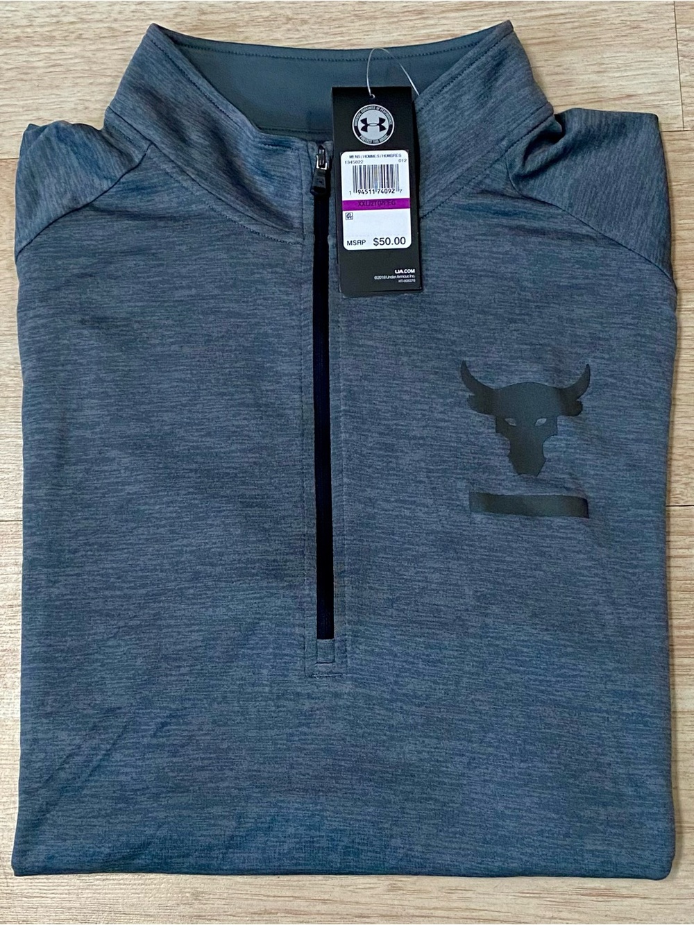UA Project Rock Pullover Mens 2XL Grey 1/4 Zip Long Sleeve Tech Shirt Jacket Top